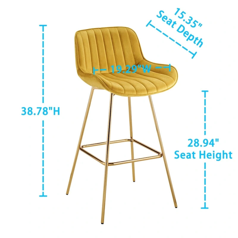 2 tabourets de bar pivotants confortables en velours
