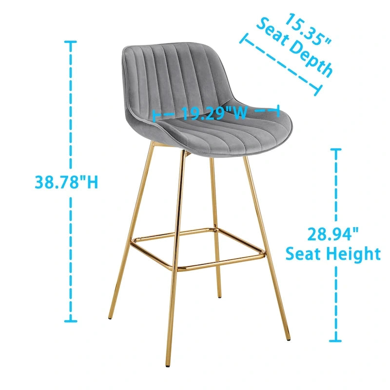2 tabourets de bar pivotants confortables en velours