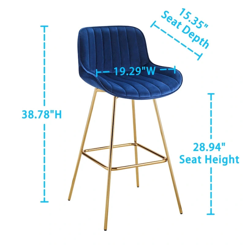 2 tabourets de bar pivotants confortables en velours