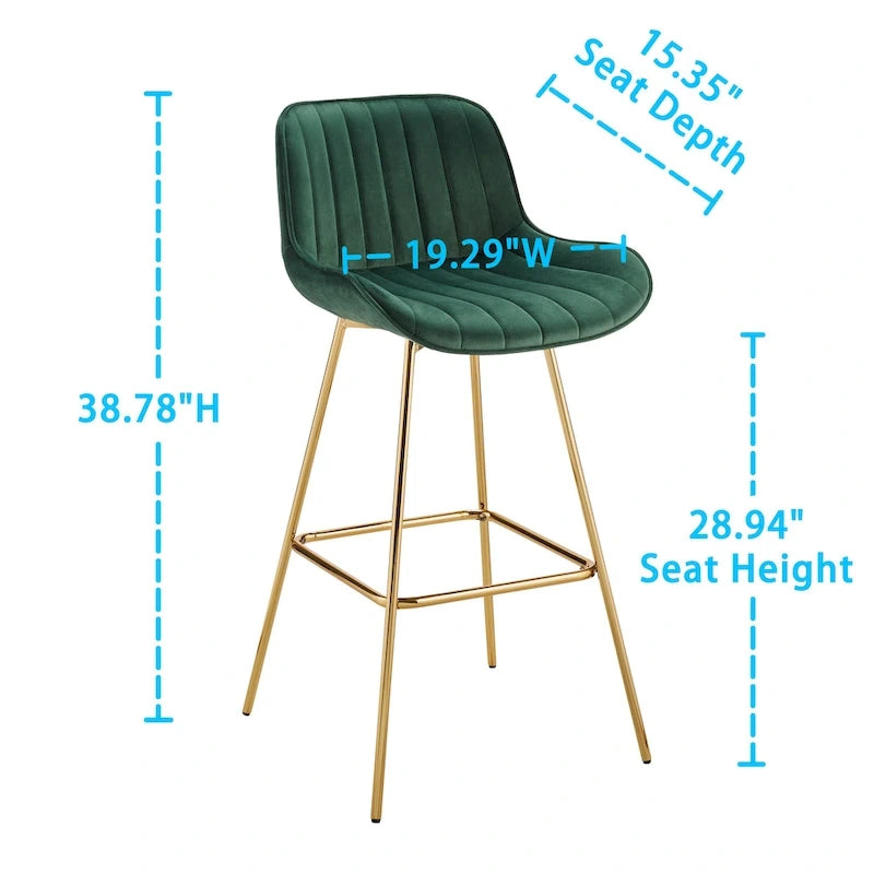 2 tabourets de bar pivotants confortables en velours