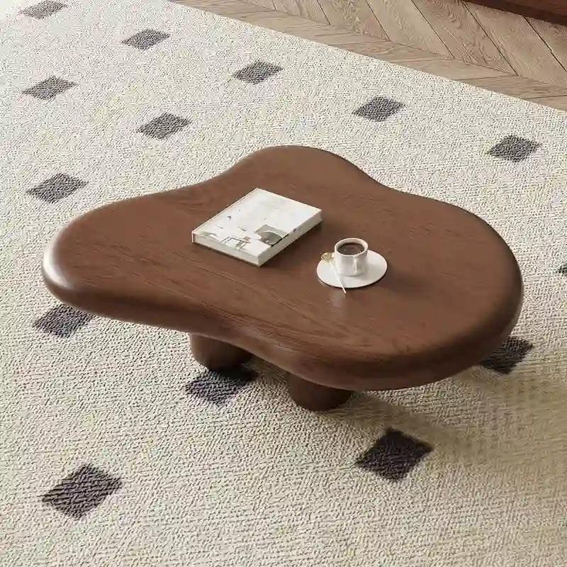 Table basse moderne en noyer en forme de nuage de 48,4 pouces