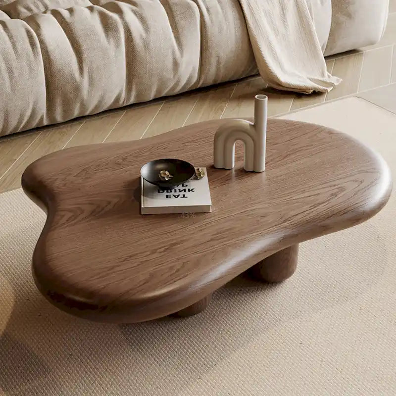 Table basse moderne en noyer en forme de nuage de 48,4 pouces