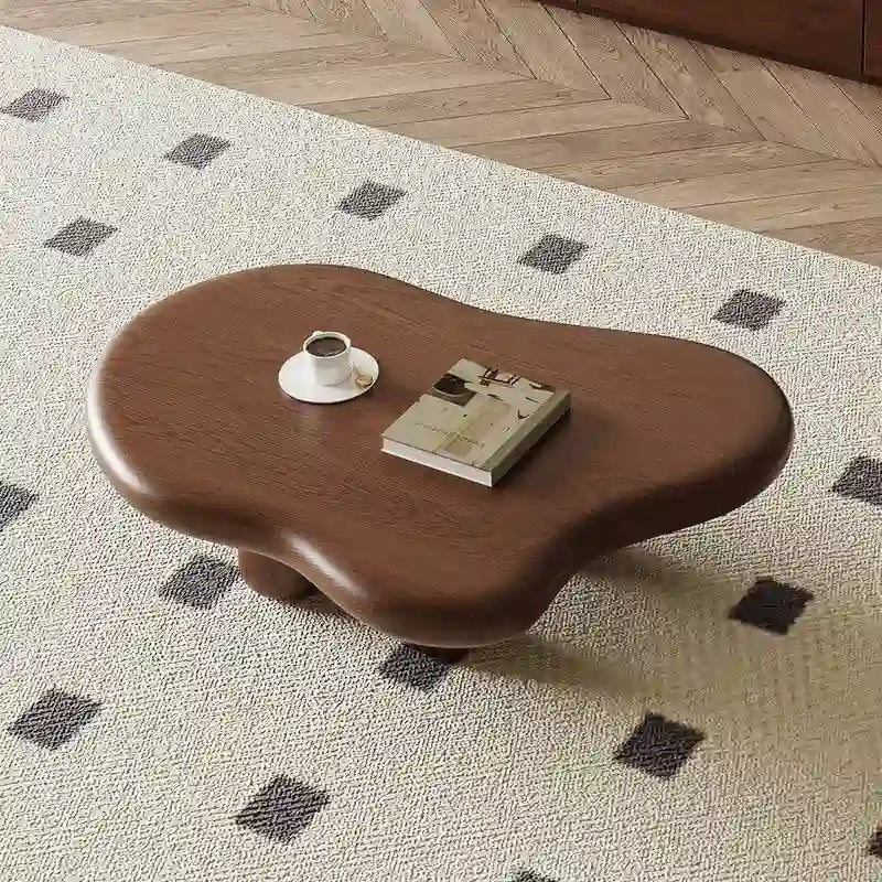 Table basse moderne en noyer en forme de nuage de 48,4 pouces
