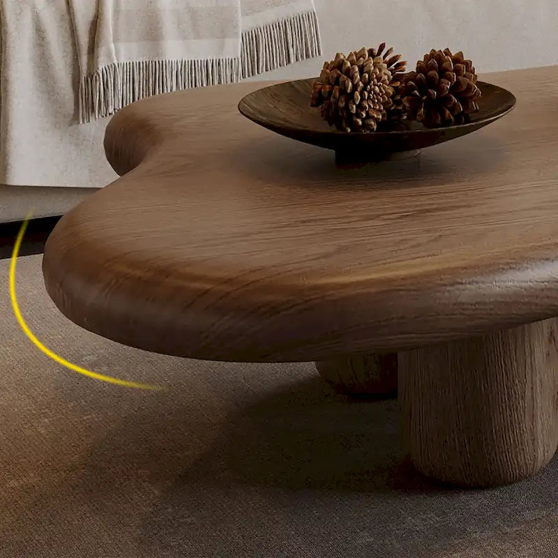 Table basse moderne en noyer en forme de nuage de 48,4 pouces