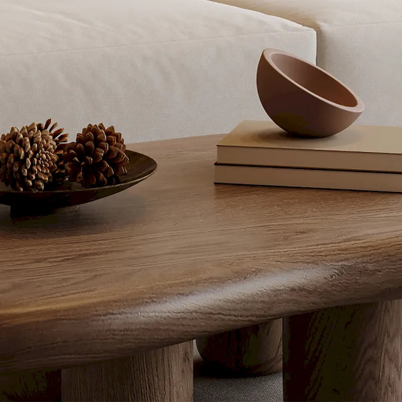 Table basse moderne en noyer en forme de nuage de 48,4 pouces