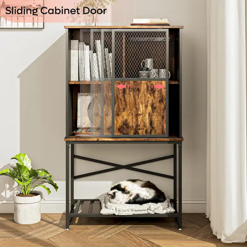 Bahut / Buffet de Rangement avec Porte Coulissante et Rangement pour Bouteilles de Vin