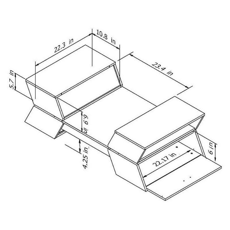 Table basse bicolore à plateau en verre de 47 pouces de style moderne avec une seule couche