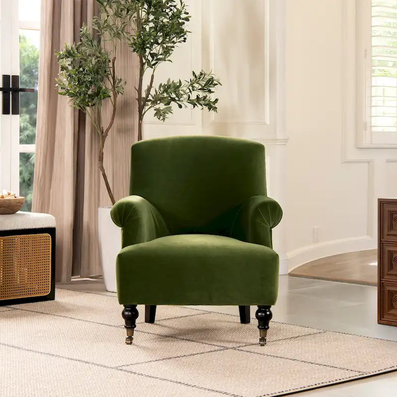 Fauteuil d'appoint 30 velours plissé de transition avec accoudoirs en chaussette