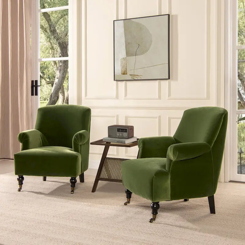 Eloise 30 Transitional Velvet Pleated Sock Arm Accent Chair