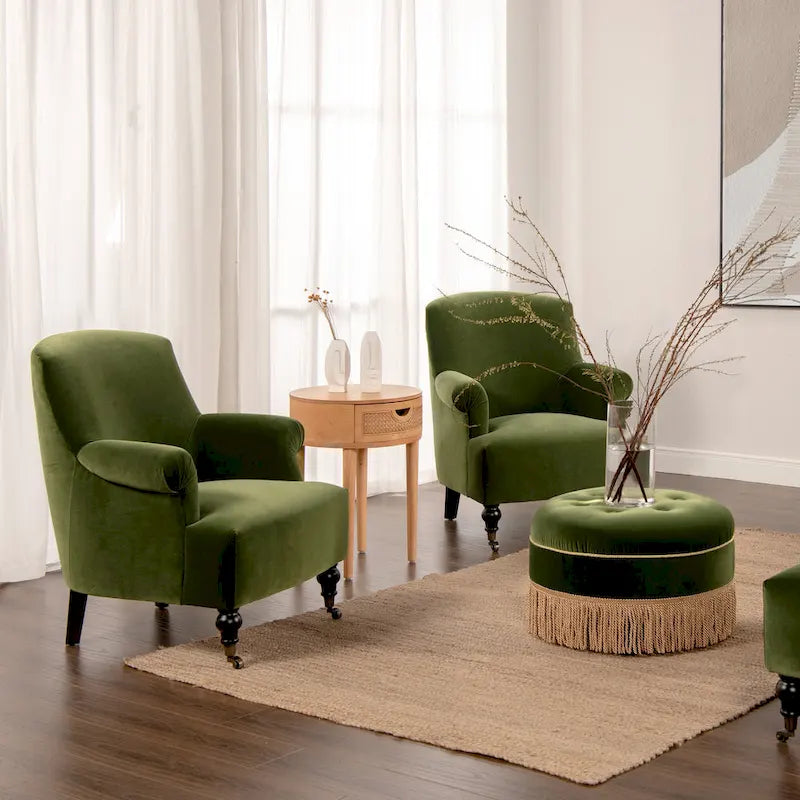 Fauteuil d'appoint 30 velours plissé de transition avec accoudoirs en chaussette