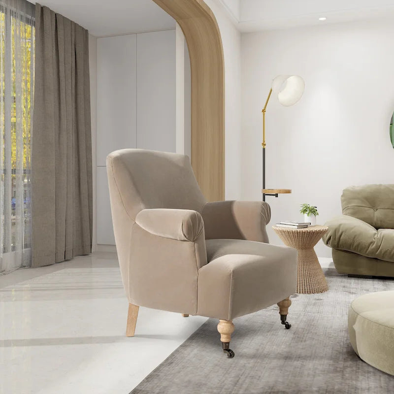 Fauteuil d'appoint 30 velours plissé de transition avec accoudoirs en chaussette