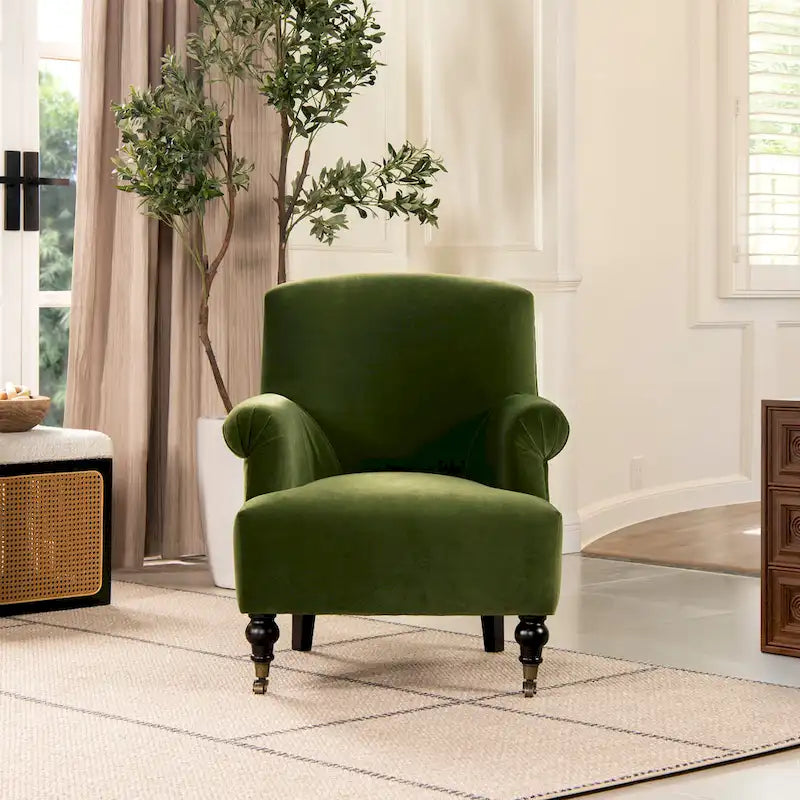 Fauteuil d'appoint 30 velours plissé de transition avec accoudoirs en chaussette