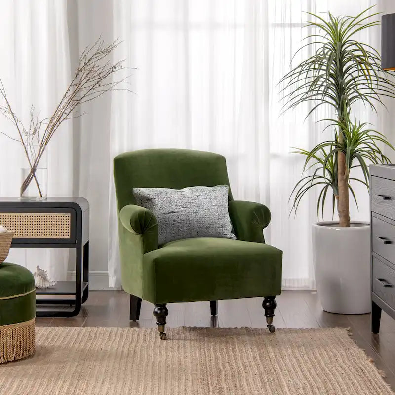 Fauteuil d'appoint 30 velours plissé de transition avec accoudoirs en chaussette