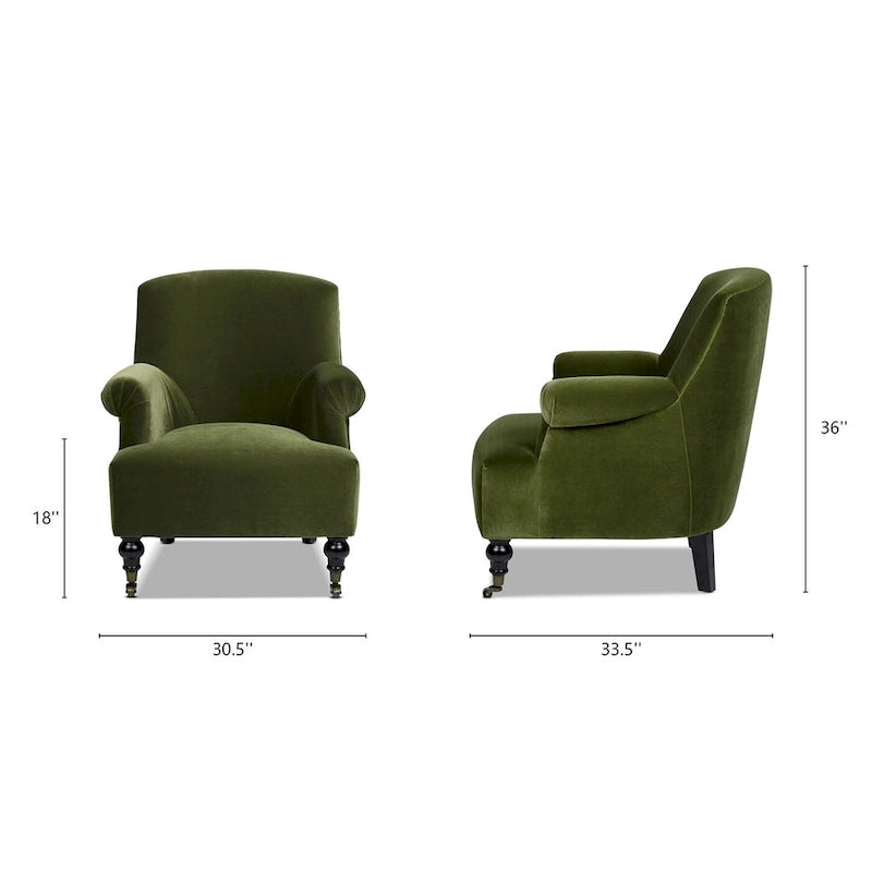 Fauteuil d'appoint 30 velours plissé de transition avec accoudoirs en chaussette
