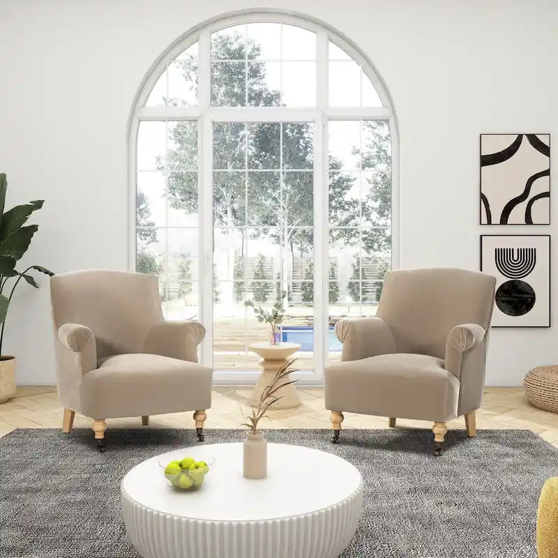 Fauteuil d'appoint 30 velours plissé de transition avec accoudoirs en chaussette