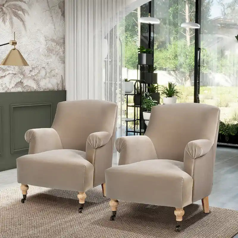 Fauteuil d'appoint 30 velours plissé de transition avec accoudoirs en chaussette