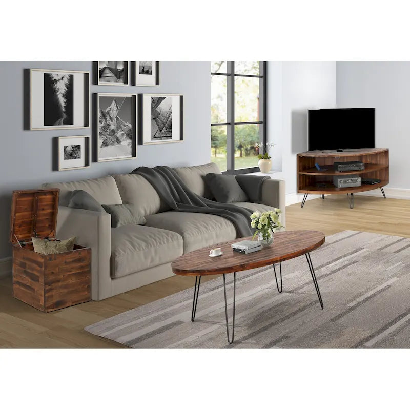 Table basse ovale en bois de 44 po