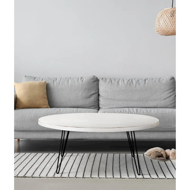 Table basse ovale en bois de 44 po