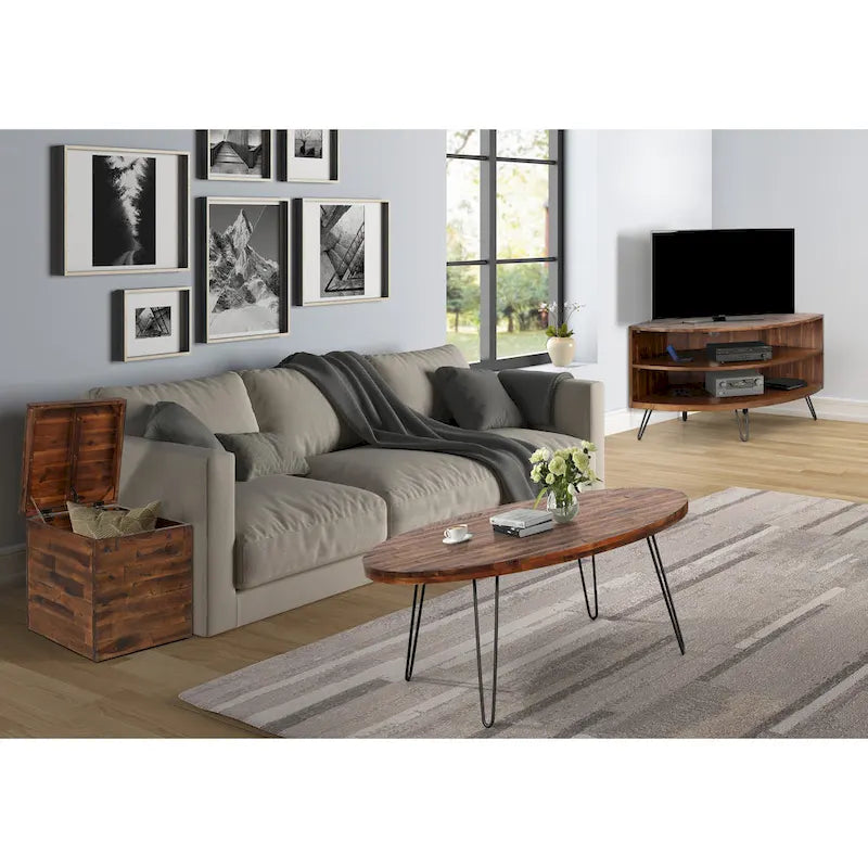 Table basse ovale en bois de 44 po