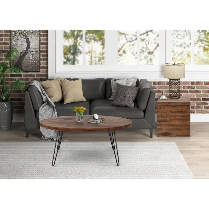 Table basse ovale en bois de 44 po