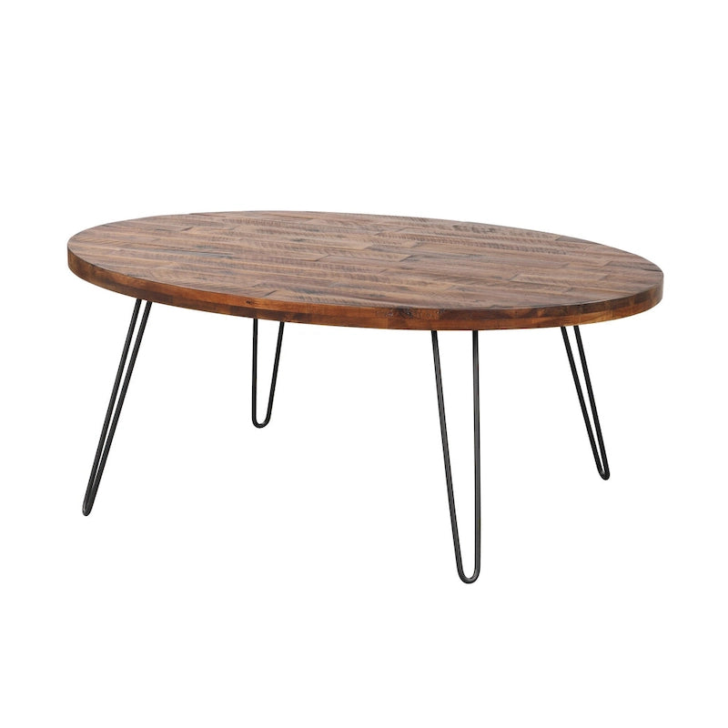Table basse ovale en bois de 44 po
