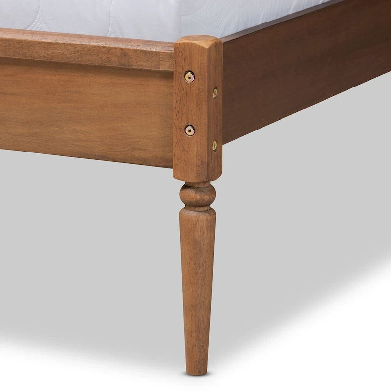 Lit plateforme classique et traditionnel en bois - Noyer marron