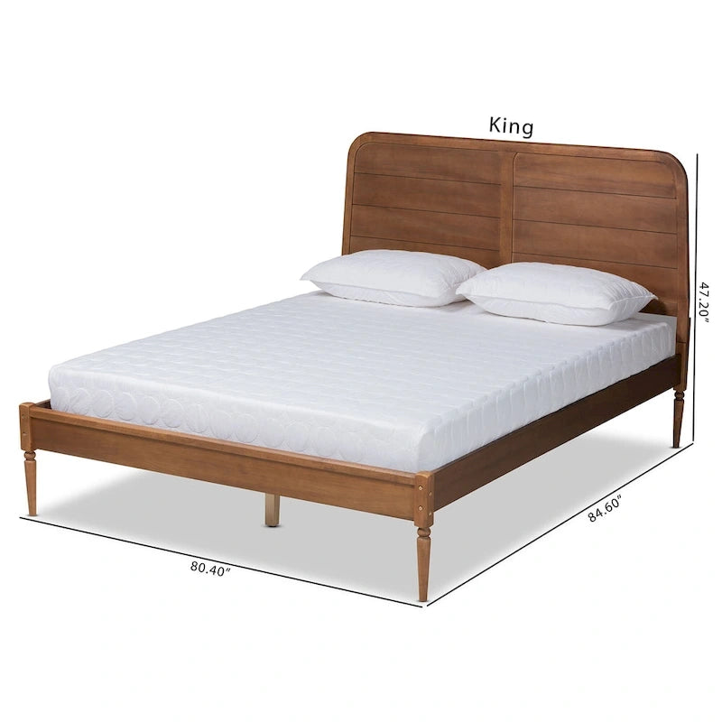 Lit plateforme classique et traditionnel en bois - Noyer marron
