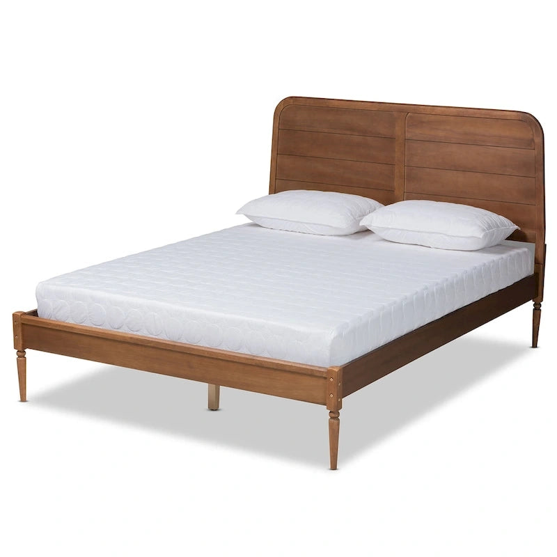 Lit plateforme classique et traditionnel en bois - Noyer marron