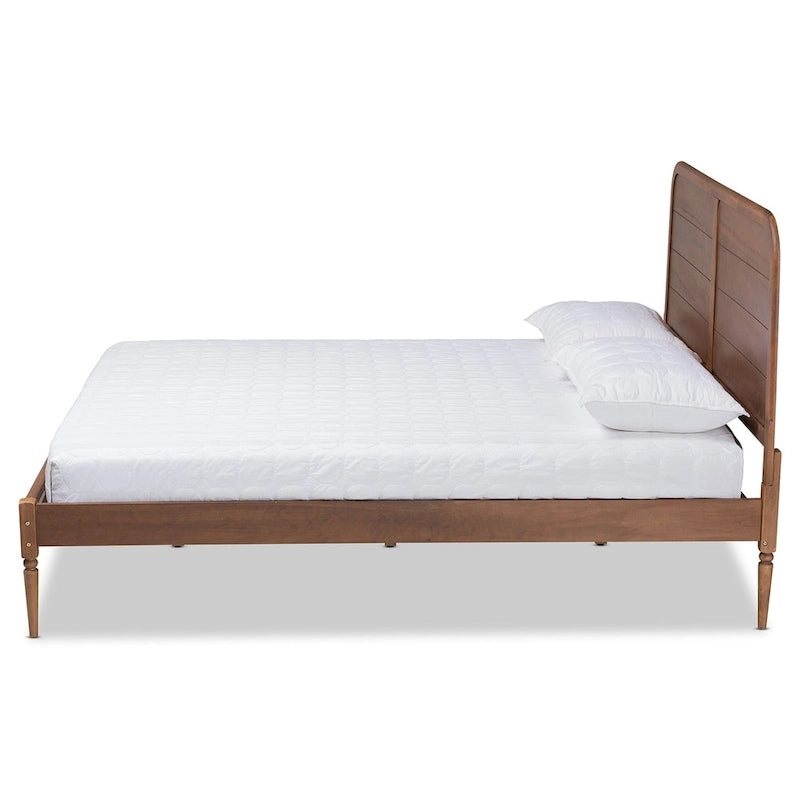 Lit plateforme classique et traditionnel en bois - Noyer marron