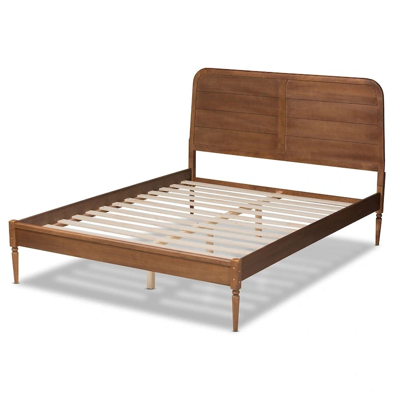 Lit plateforme classique et traditionnel en bois - Noyer marron