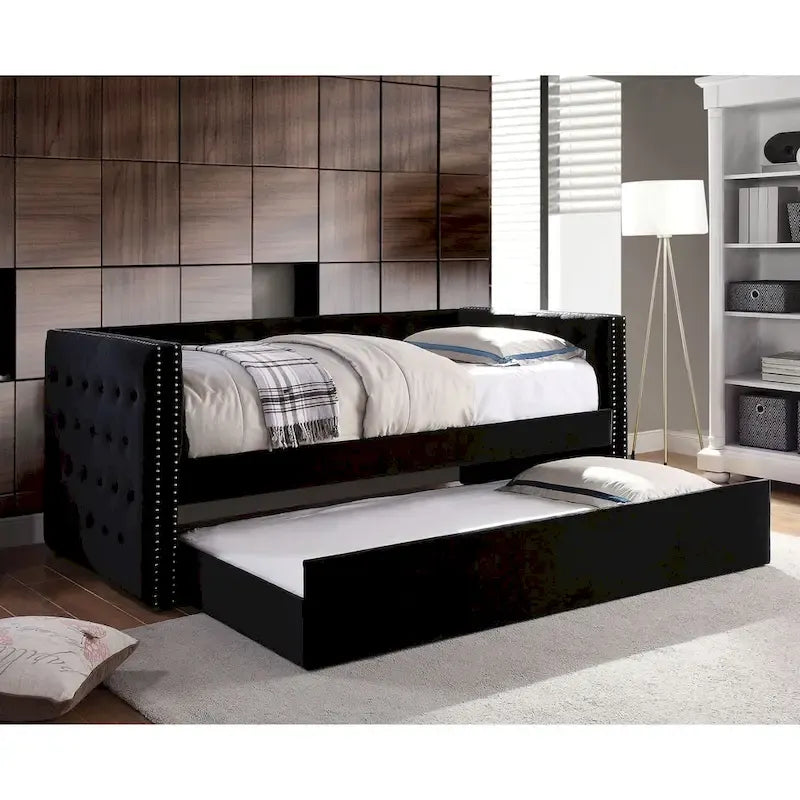 Canapé-lit double matelassé de luxe avec lit gigogne