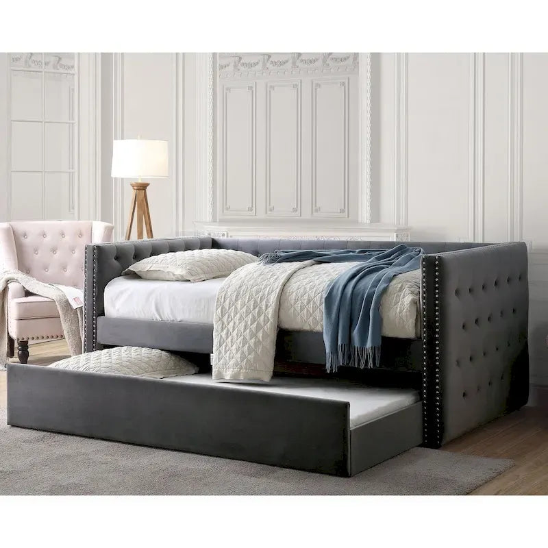 Canapé-lit double matelassé de luxe avec lit gigogne