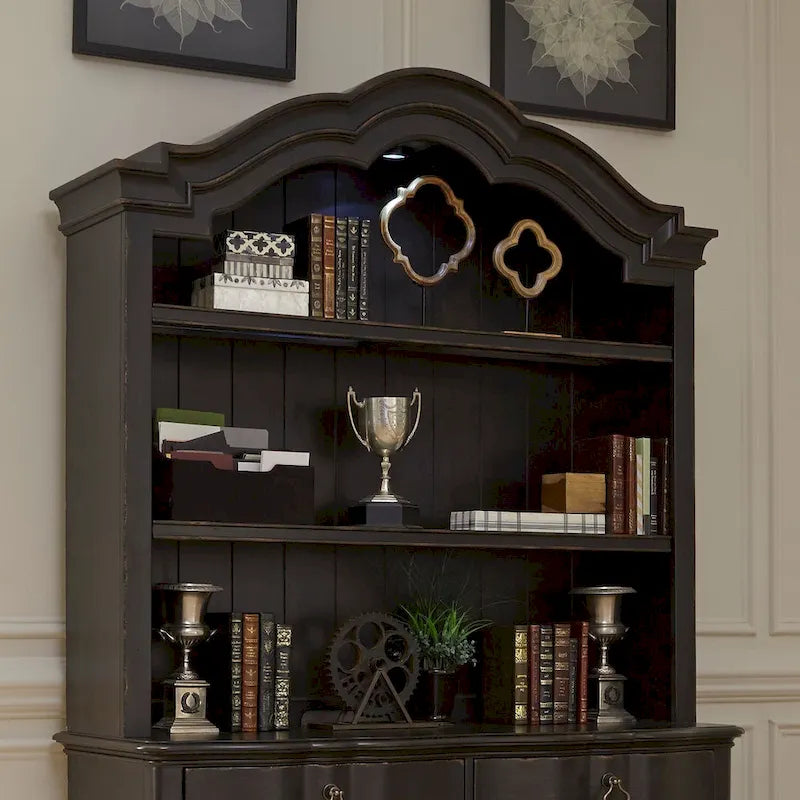 Copper Grove Chesapeake Wire Brushed Antique Black Credenza Hutch