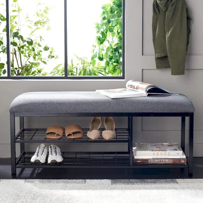 Banc étagère ouvert avec coussin - 42 L x 15 P x 18 H - 42Lx15Px18H