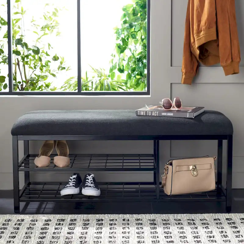Banc étagère ouvert avec coussin - 42 L x 15 P x 18 H - 42Lx15Px18H