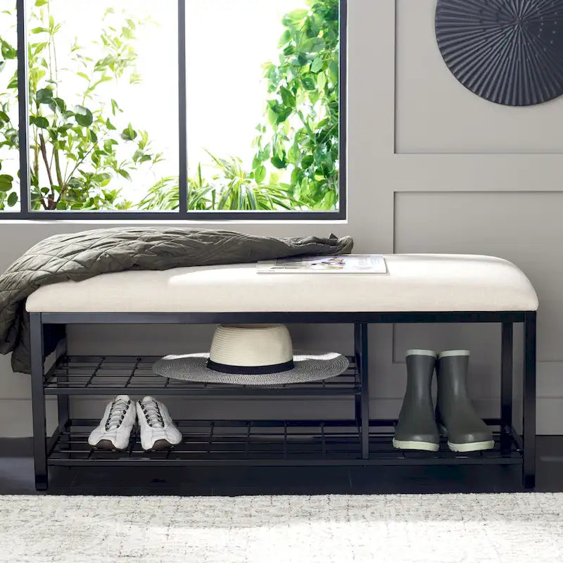 Banc étagère ouvert avec coussin - 42 L x 15 P x 18 H - 42Lx15Px18H