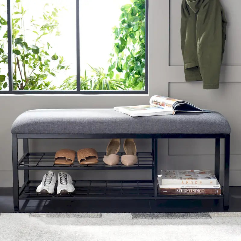 Banc étagère ouvert avec coussin - 42 L x 15 P x 18 H - 42Lx15Px18H
