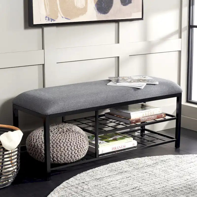 Banc étagère ouvert avec coussin - 42 L x 15 P x 18 H - 42Lx15Px18H