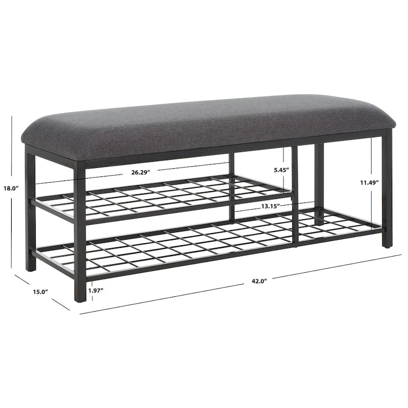 Banc étagère ouvert avec coussin - 42 L x 15 P x 18 H - 42Lx15Px18H
