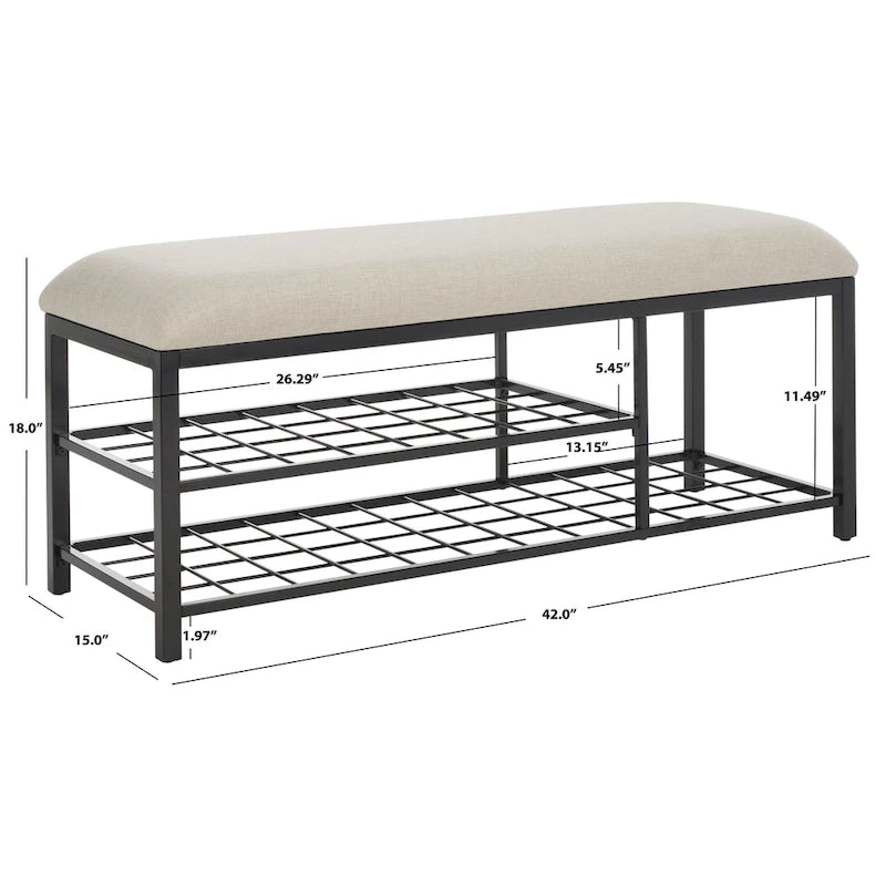 Banc étagère ouvert avec coussin - 42 L x 15 P x 18 H - 42Lx15Px18H