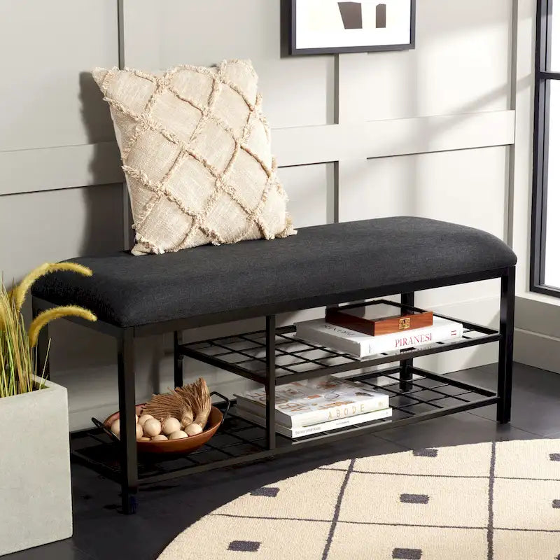 Banc étagère ouvert avec coussin - 42 L x 15 P x 18 H - 42Lx15Px18H
