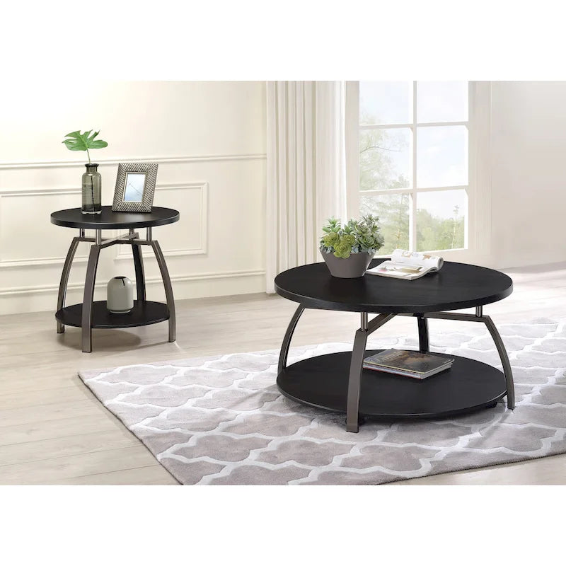 Table d'appoint gris foncé et nickel noir