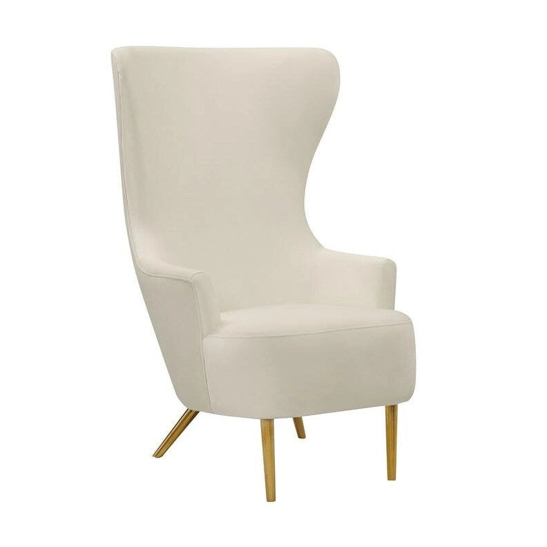 Fauteuil club en velours couleur crème