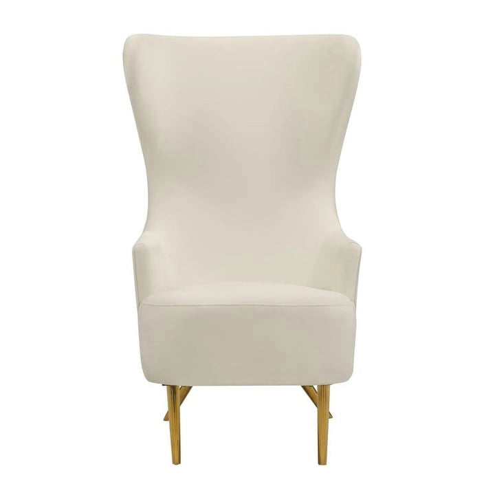 Fauteuil club en velours couleur crème