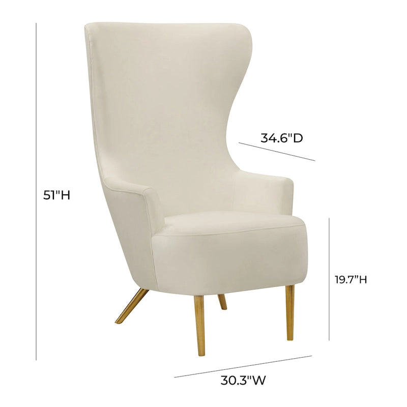 Fauteuil club en velours couleur crème
