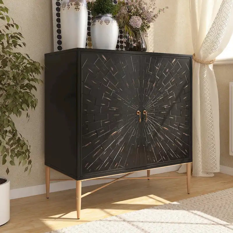 Buffet 2 portes en bois vintage avec rangement
