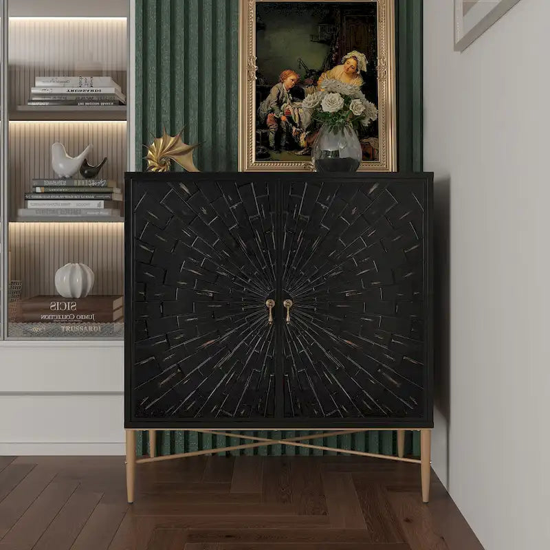 Buffet 2 portes en bois vintage avec rangement