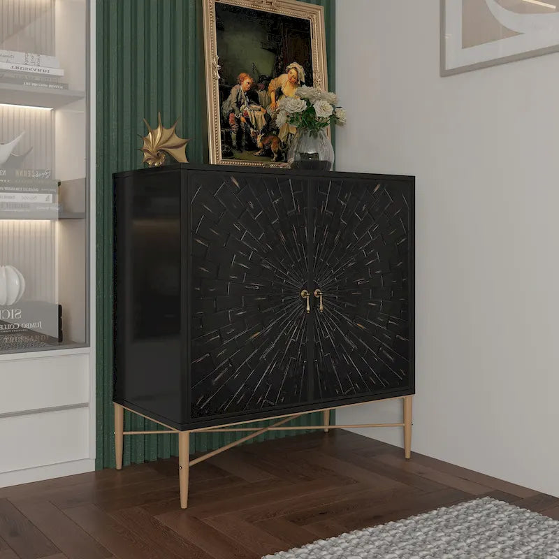 Buffet 2 portes en bois vintage avec rangement