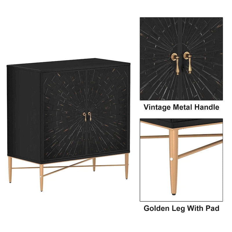 Buffet 2 portes en bois vintage avec rangement