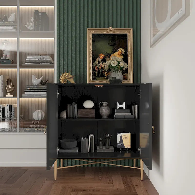 Buffet 2 portes en bois vintage avec rangement
